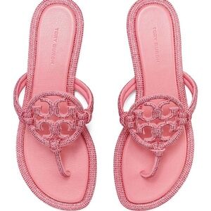 NIB Tory Burch soft pave miller Knotted sandal PINK LOVE